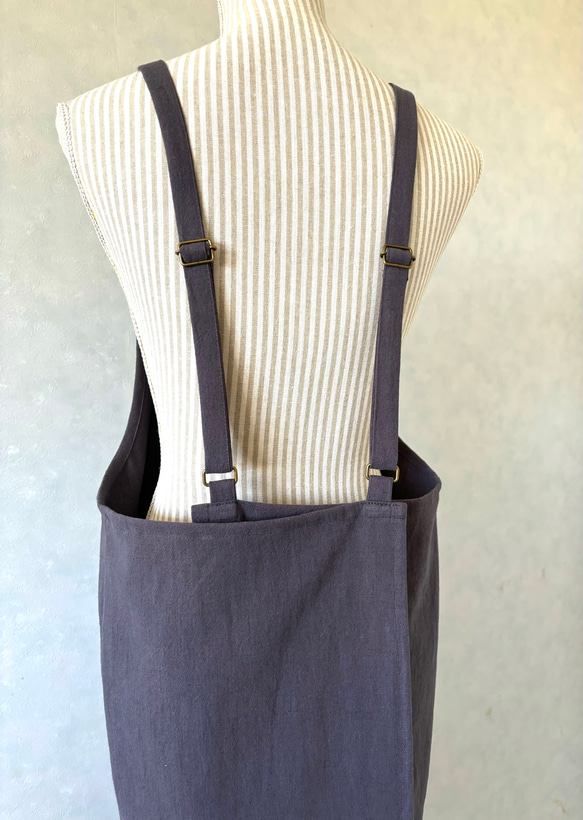 アジャスターで着心地満点！ラップ型エプロン ・グレイッシュパープル 13枚目の画像