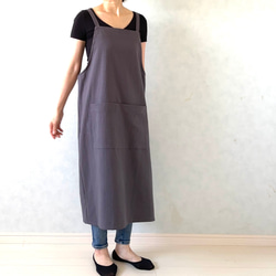 アジャスターで着心地満点！ラップ型エプロン ・グレイッシュパープル 10枚目の画像