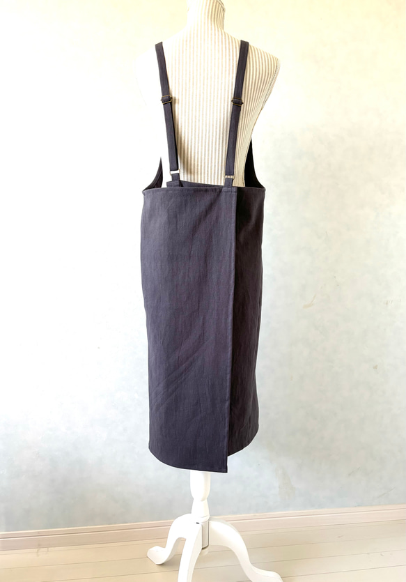 アジャスターで着心地満点！ラップ型エプロン ・グレイッシュパープル 14枚目の画像