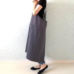 アジャスターで着心地満点！ラップ型エプロン ・グレイッシュパープル 8枚目の画像