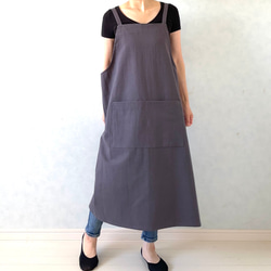 アジャスターで着心地満点！ラップ型エプロン ・グレイッシュパープル 6枚目の画像