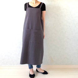 アジャスターで着心地満点！ラップ型エプロン ・グレイッシュパープル 9枚目の画像
