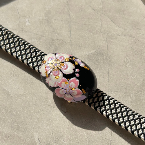 ブローチ帯留14金オニキス花着物小物