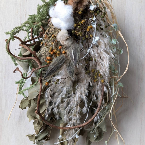 winter＊コットン＆パンパス ドライフラワースワッグ② スワッグ fu.wa