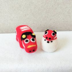 羊毛フェルト ご当地 シマエナガ 福島 赤べこエナガ 赤べこセット 羊毛