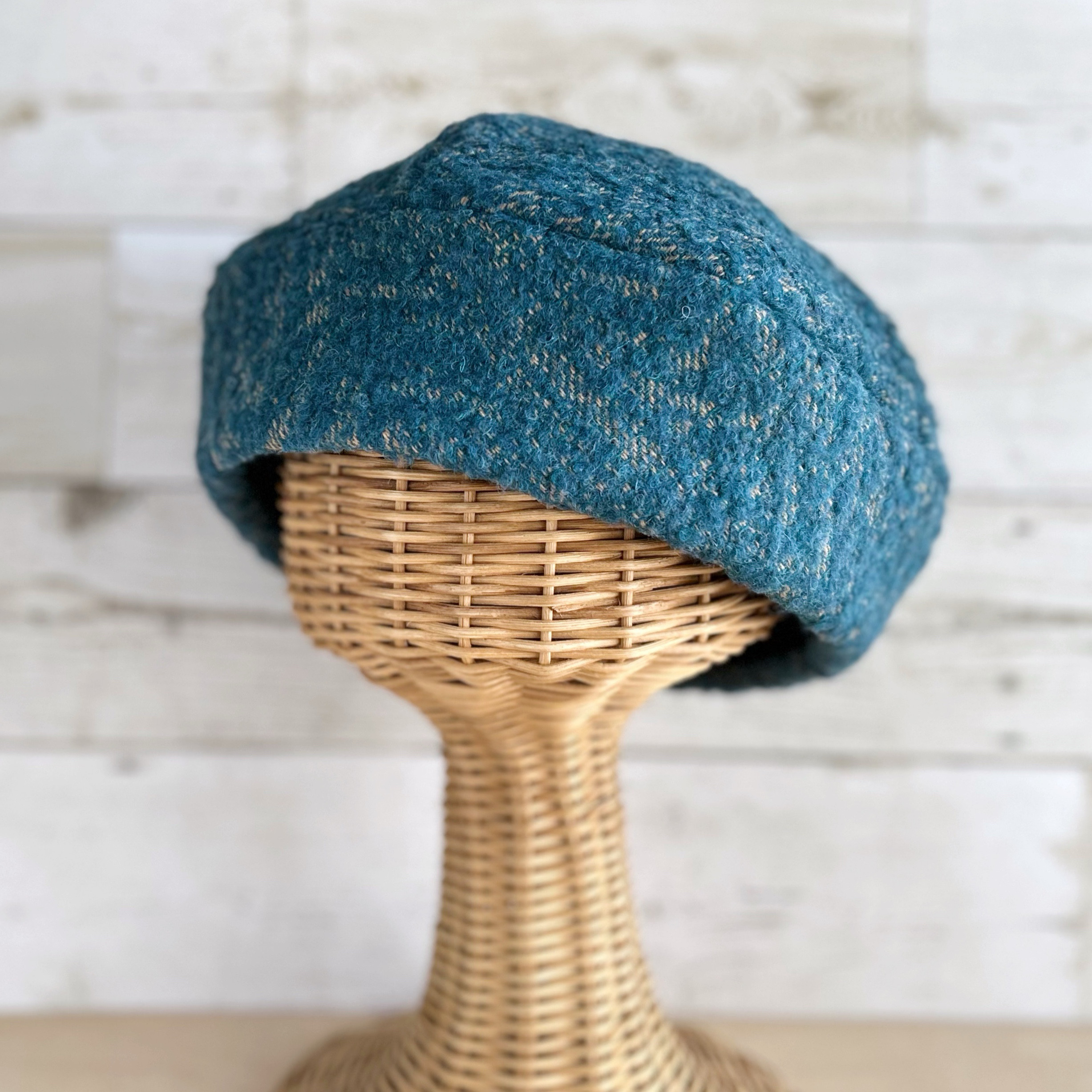 ラウンドベレー帽子・ターコイズブルー