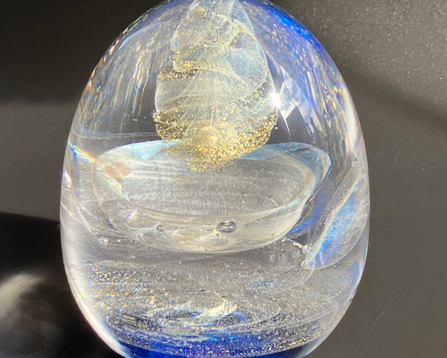宙吹ガラス銀彩皿 (未使用 新品同様) らせんの銀河』現品のみ ダイナミックな特大宇宙玉 立体