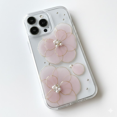 iPhone17pro iPhone16 iPhone15 ダブルサクラカメリア 桜 スマホケース