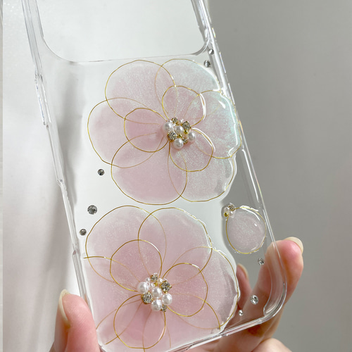 iPhone17pro iPhone16 iPhone15 se ダブルサクラカメリア スマホケース