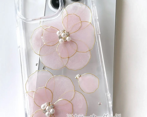 アクア薔薇カボション♡シャラシャラフラワー×ブルークリア大ぶりドロップピアス♡ アクア薔薇カボション♡シャラシャラフラワー×ブルークリア大ぶり