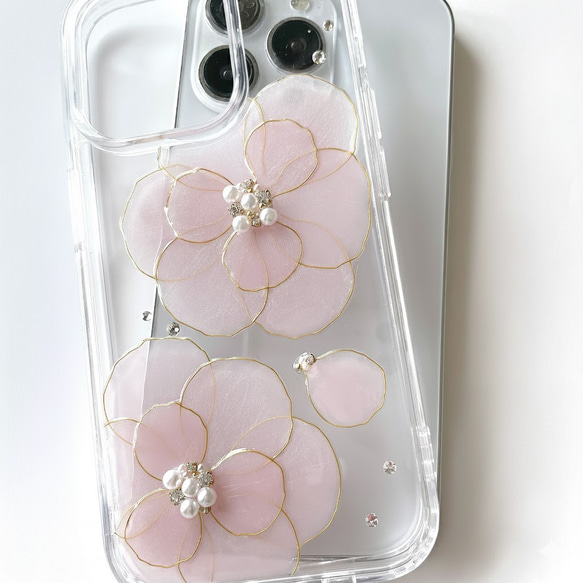 iPhone17pro iPhone16 iPhone15 ダブルサクラカメリア 桜 スマホケース