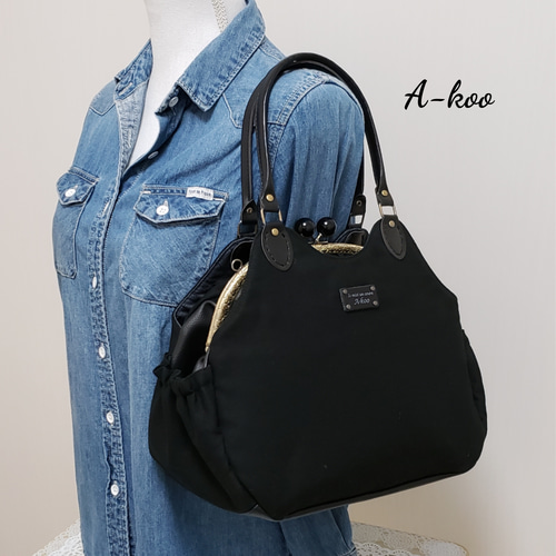 A-koo 『新作』デニム調☆あおり付きがま口バッグ 【公式通販】