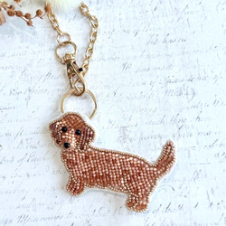 2way】ビーズ刺繍のうちの子ブローチ、バッグチャーム・ミニチュア