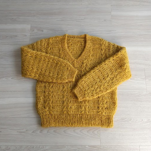 美品 アキラナカ モールニット 切替 ケーブル イエロー 36 m32868929721_1.jpg?1762054900