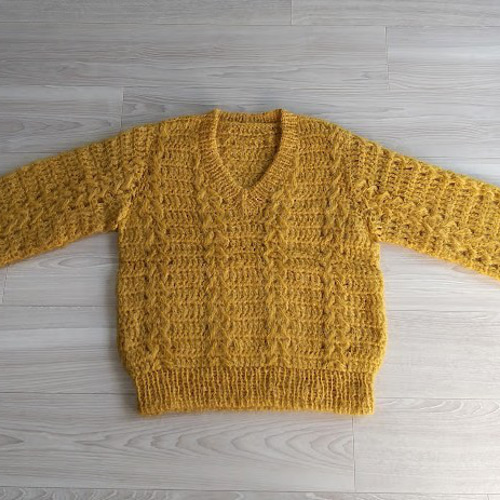 からし色 Vネック モヘアセーター ニット・セーター am-amu-amuu-工房a