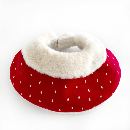 犬服 ポンポン付きケープ いちご ノルディック エコファー クリスマス