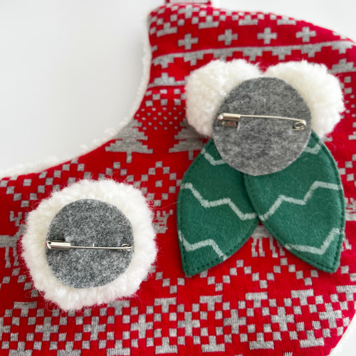 犬服 ポンポン付きケープ いちご ノルディック エコファー クリスマス