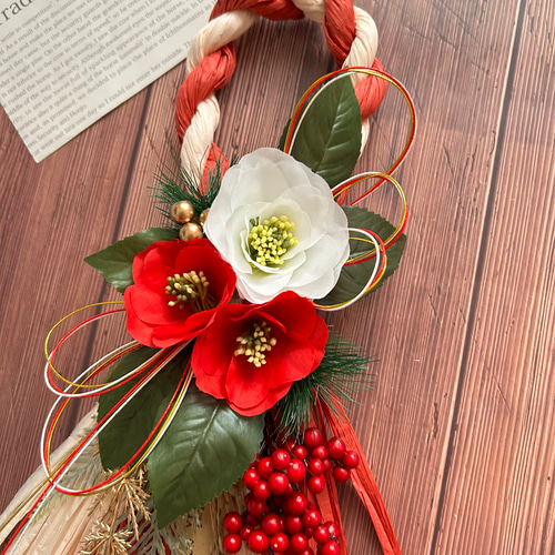 正月リース 正月スワッグ 新年飾り しめ縄 しめ縄リース 門松 しめ飾り 造花 No.221 ナチュラルスワッグしめ縄リース2025 ハンドメイドお正月飾り
