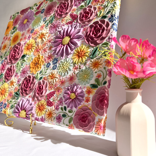 テクスチャーアート 絵画 アートパネル フラワーアート