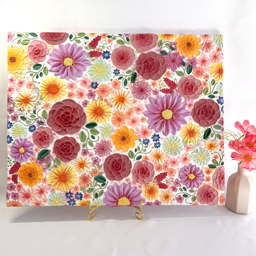 テクスチャーアート　絵画　インテリア　花　現代アート　アートパネル　原画 テクスチャーアート 絵画 アートパネル フラワーアート