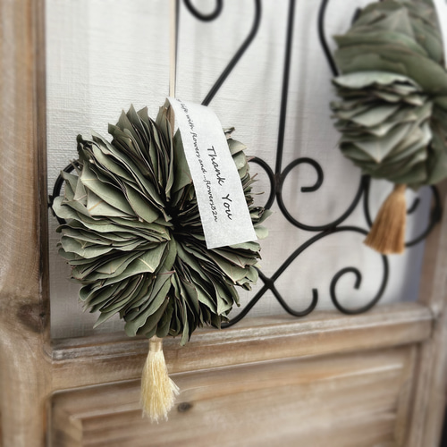 No.069d♡淡い色のハーフリース♡ポポラスのミルフィーユガーランド付き♡ 3個セット ポポラスユーカリのミルフィーユリース リース flower32n