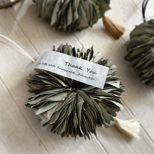 No.069d♡淡い色のハーフリース♡ポポラスのミルフィーユガーランド付き♡ 3個セット ポポラスユーカリのミルフィーユリース リース flower32n