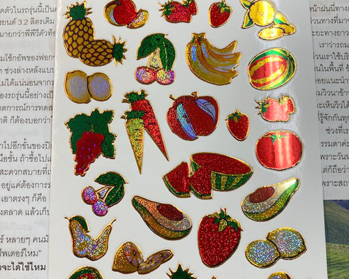 【即購入不可】 ステッカー 動物 果物 花 女の子 ハンドメイド 素材 手芸 キラキラシール/フルーツ 果物 ステッカー スイカ アボカド トマト