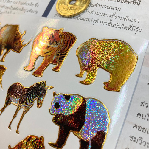 キラキラシール/動物 アニマル サイ ゾウ ラクダ ウサギ キリン