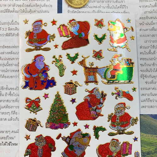 キラキラシール/クリスマス サンタG ファニーなサンタさん ☆T24