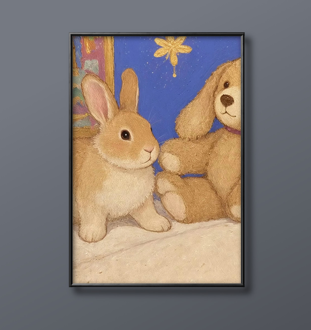 絵画 | イラストポスター 87 ☆ 【ふわふわのウサギちゃんは熊が