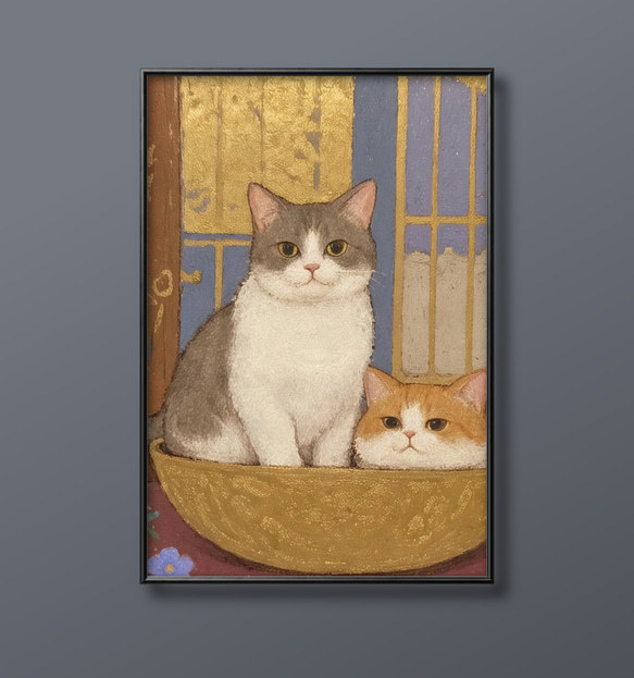 絵画 | イラストポスター 88 ☆ 【かわいい猫たち:仲のいい友達
