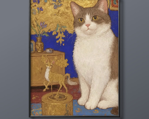 猫　絵画 猫の油絵F0ゼロ号原画 絵画 mimoza 通販 14645644｜Creema(クリーマ)