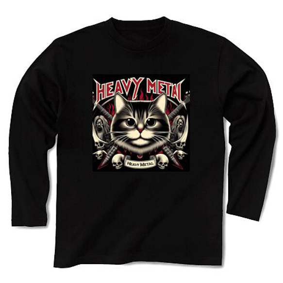 ヘヴィメタルキャット・ロングスリーブTシャツ（ブラックPure