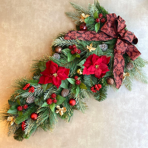 海外のお家に飾られてそうな大きさ【クリスマス】ポインセチアと