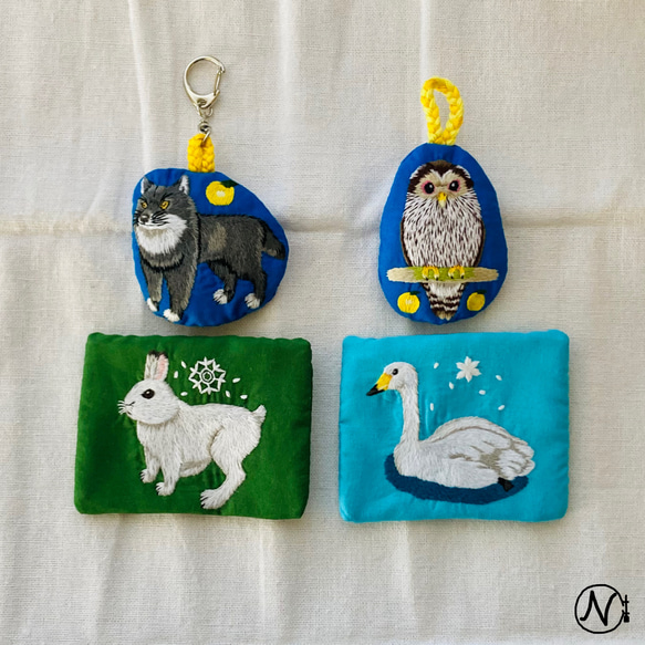 冬限定 動物と鳥の刺しゅう福袋 キーホルダー 匂い袋 カード