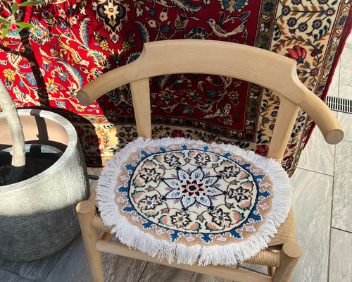 ○在庫処分SALE○送料無料○ペルシャ絨毯ナイン産【円形】【直径40】No