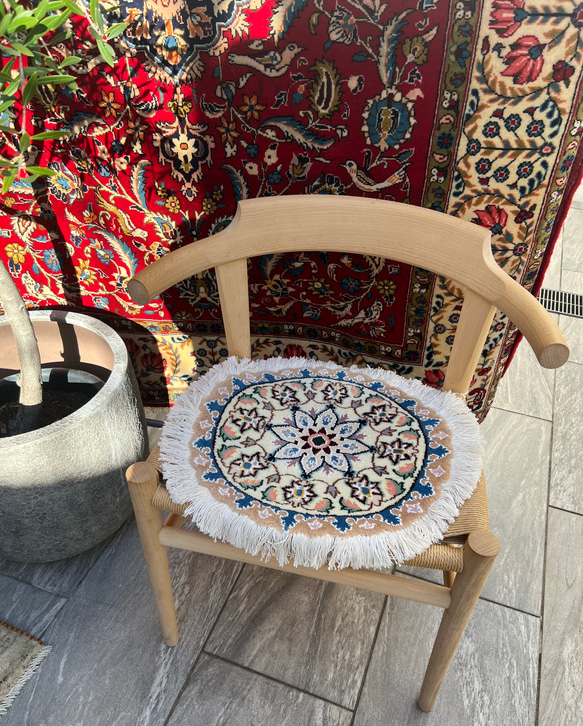 ○在庫処分SALE○送料無料○ペルシャ絨毯ナイン産【円形】【直径40】No