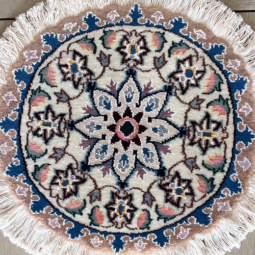 ○在庫処分SALE○送料無料○ペルシャ絨毯ナイン産【円形】【直径40】No