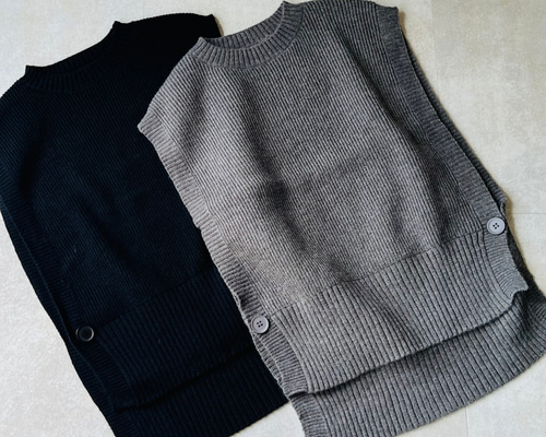 新作】秋冬に大人のサイドボタンニットベスト 【サイドボタンニット
