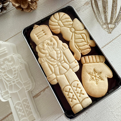 クリスマス】ロング雪だるま クッキー型（スタンプ付き） クッキー型
