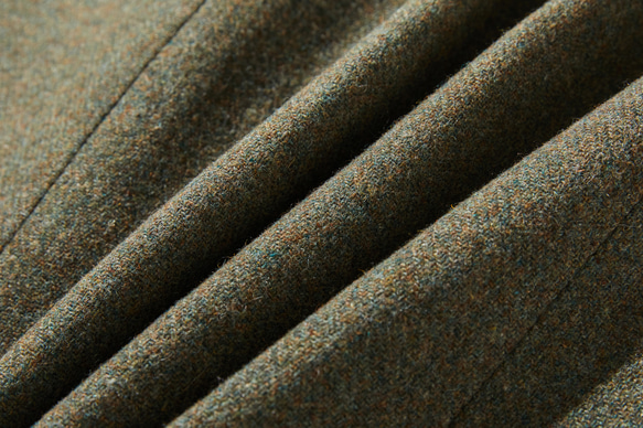 知的で大人雰囲気に　ウールコート ロングコート ダブルボタンコート 　オリーブグリーン　231208-4 11枚目の画像