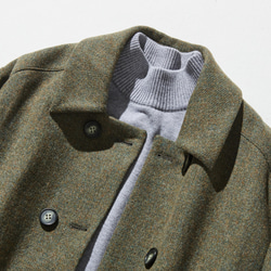 知的で大人雰囲気に　ウールコート ロングコート ダブルボタンコート 　オリーブグリーン　231208-4 2枚目の画像