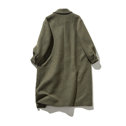 知的で大人雰囲気に　ウールコート ロングコート ダブルボタンコート 　オリーブグリーン　231208-4 8枚目の画像