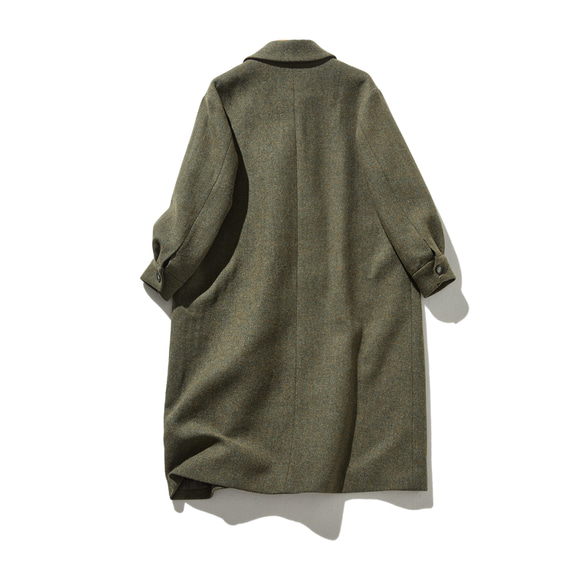 知的で大人雰囲気に　ウールコート ロングコート ダブルボタンコート 　オリーブグリーン　231208-4 8枚目の画像