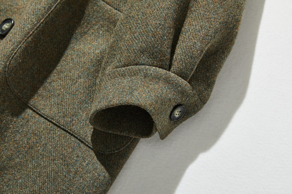 知的で大人雰囲気に　ウールコート ロングコート ダブルボタンコート 　オリーブグリーン　231208-4 6枚目の画像