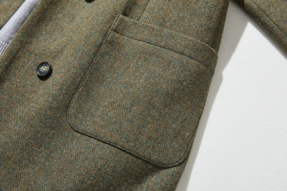 知的で大人雰囲気に　ウールコート ロングコート ダブルボタンコート 　オリーブグリーン　231208-4 7枚目の画像