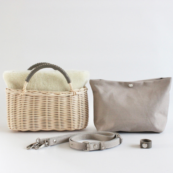 【超值福袋】藤編籃手拿包（附有適合秋冬季的圍巾袋）2種顏色可選♪採用天然素材手工編織而成。 第12張的照片