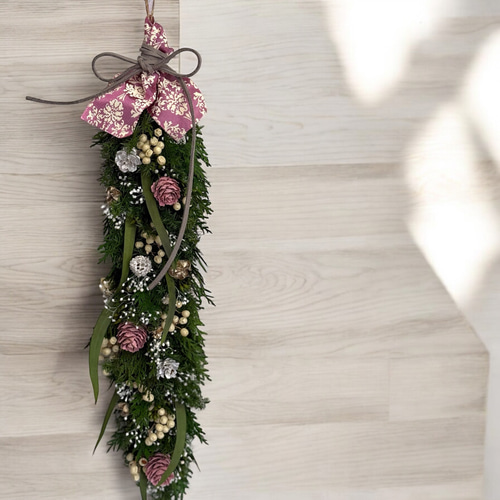 新作【クリスマス】プリザーブドフラワーガーランド BLUE リース