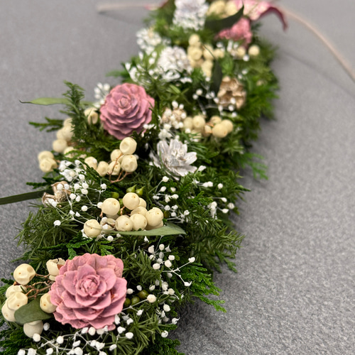 クリスマスガーランド　プリザーブドフラワー　クリスマスリース 新作【クリスマス】プリザーブドフラワーガーランド BLUE リース