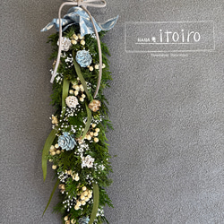 新作【クリスマス】プリザーブドフラワーガーランド BLUE リース